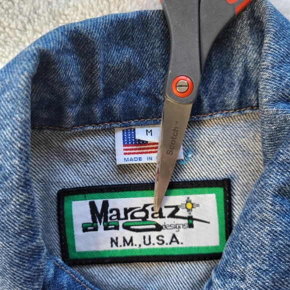 Margaz Vintage Native American Vibe Wool Blanket Denim Jacket Size Medium - Picture 3 of 11
